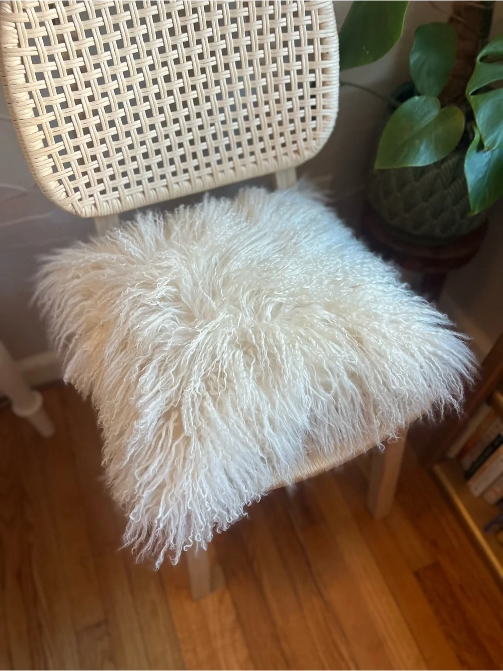 Vintage White Mongolian Lamb Fur Pillow Cover | Icelandic Sheepskin Style Boho